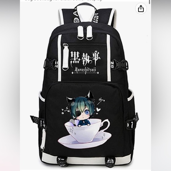 ANIME Kuroshitsuji Manga Black Butler Black Large Backpack School Bag Cosplay - Picture 1 of 7